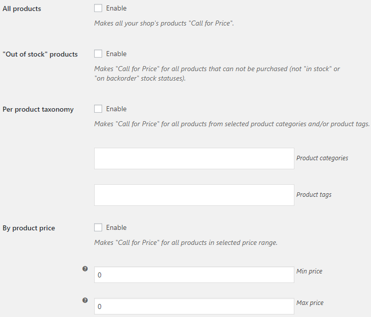 Call for Price for WooCommerce-Force Products Options - v3.2.1
